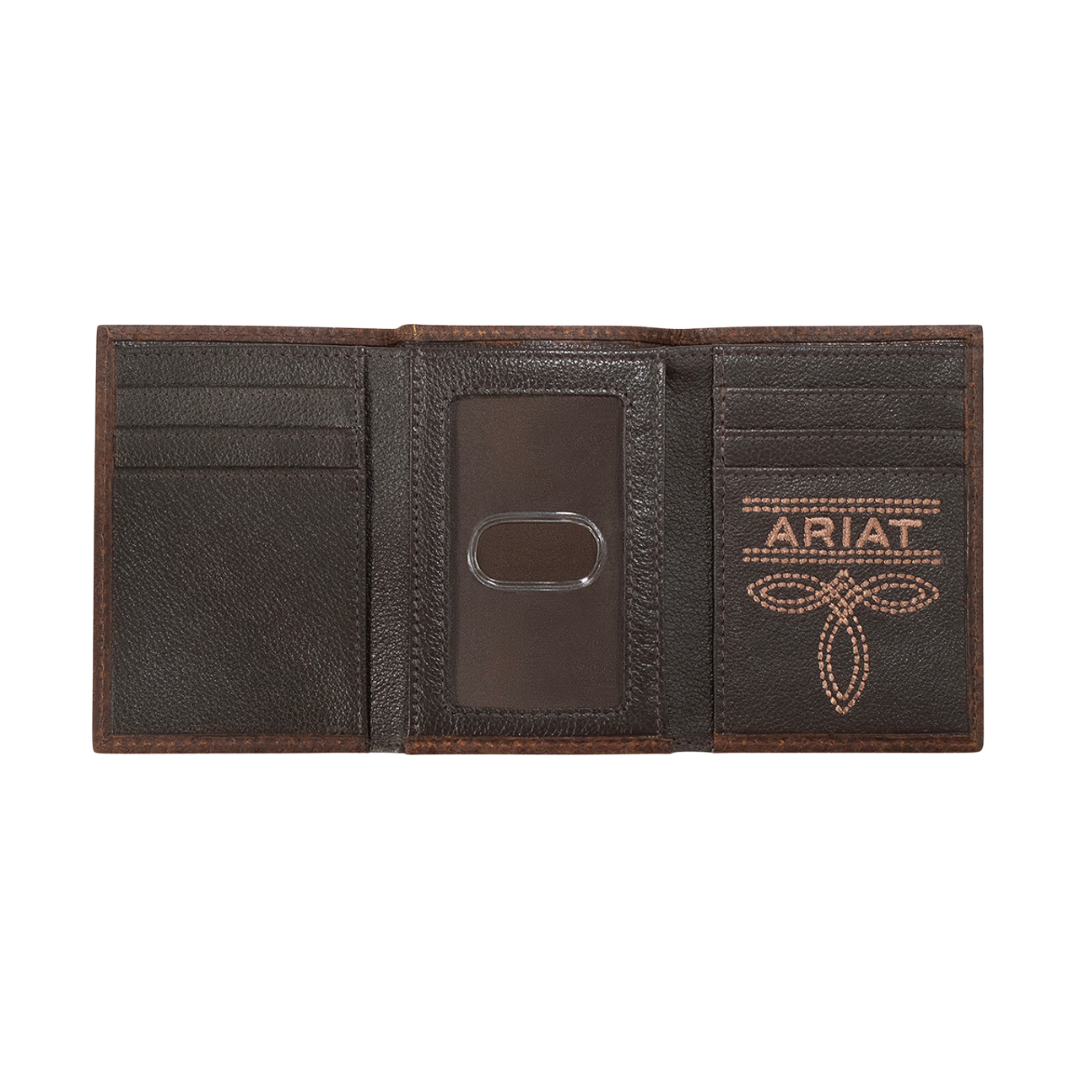 Ariat Men's Trifold Brown Wallet
