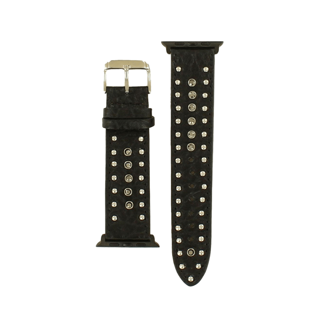 Nocona Unisex Adult Studs Stones Buckle Black Watch Band