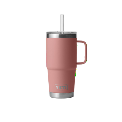 Yeti Rambler 25oz Standstone Pink Straw Mug