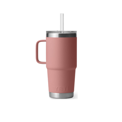 Yeti Rambler 25oz Standstone Pink Straw Mug