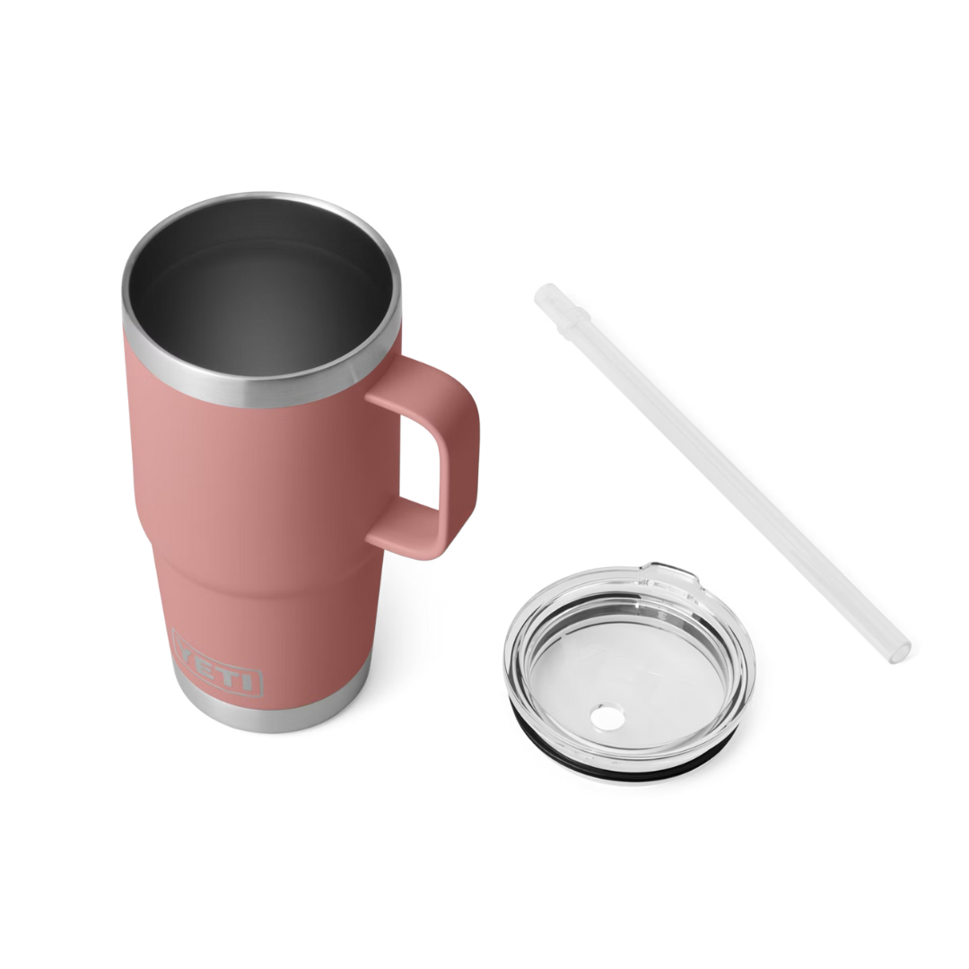 Yeti Rambler 25oz Standstone Pink Straw Mug