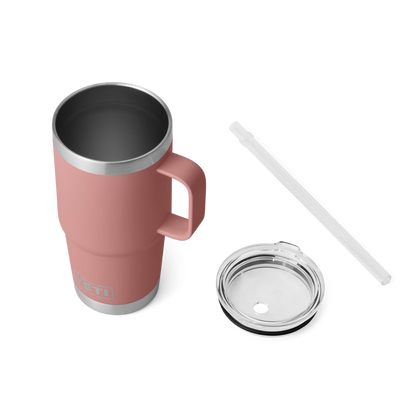 Yeti Rambler 25oz Standstone Pink Straw Mug