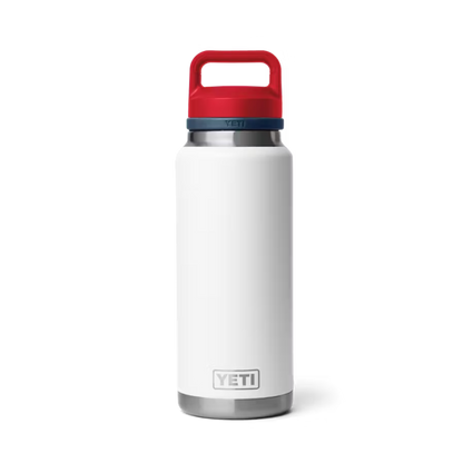 Yeti Rambler 36oz White Navy Rescue Red Bottle