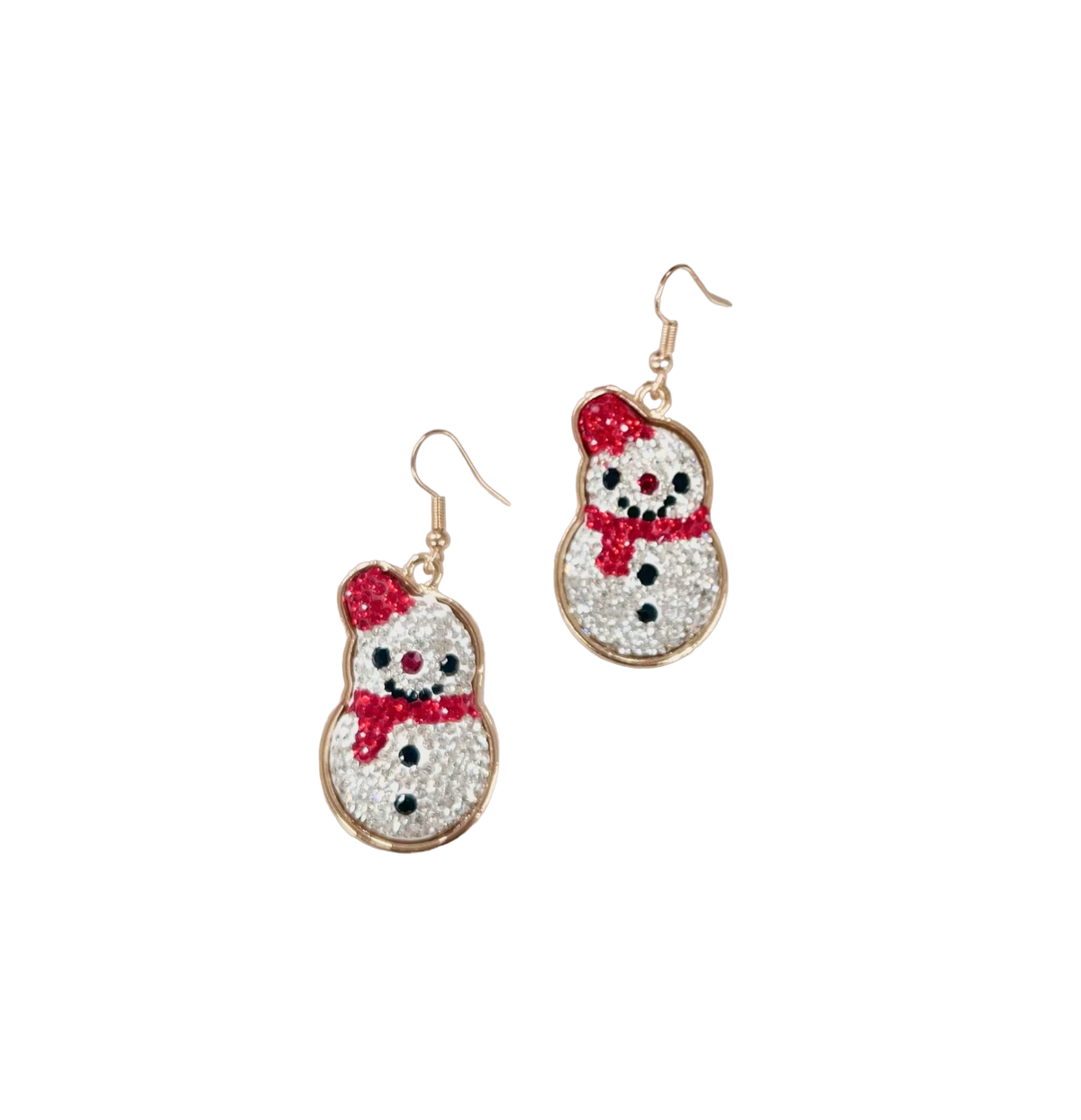 Southern Grace Sparkling Glitter Snowman Earrings