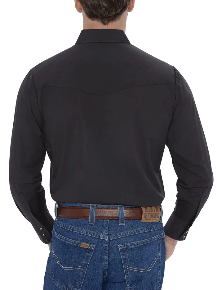 Ely Cattleman Men´s Long Sleeve Solid Western Shirt Black
