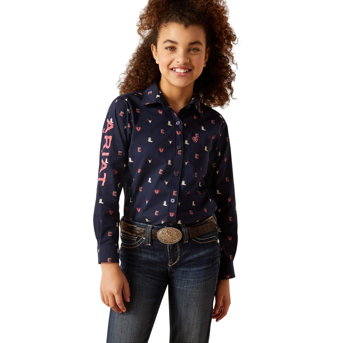 Ariat Youth Girl's Team Kirby Blue Shirt