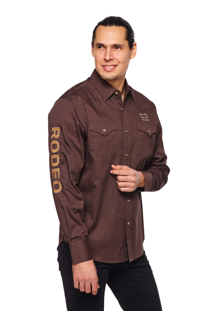 Avalon Men's Solid Rodeo Brown Shirt