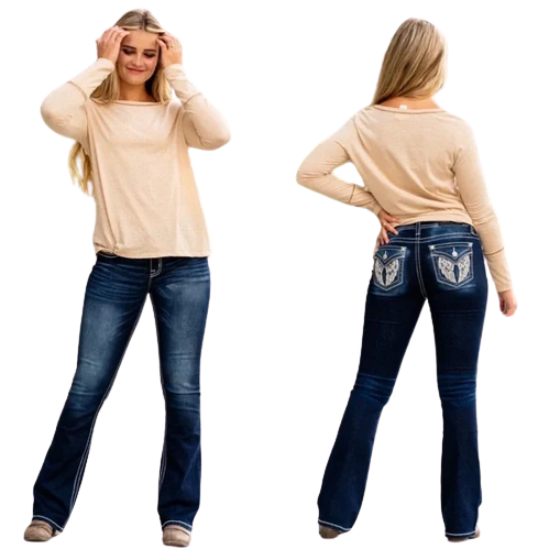 Miss Me Women's Leopard Filled Wing Bootcut Jean