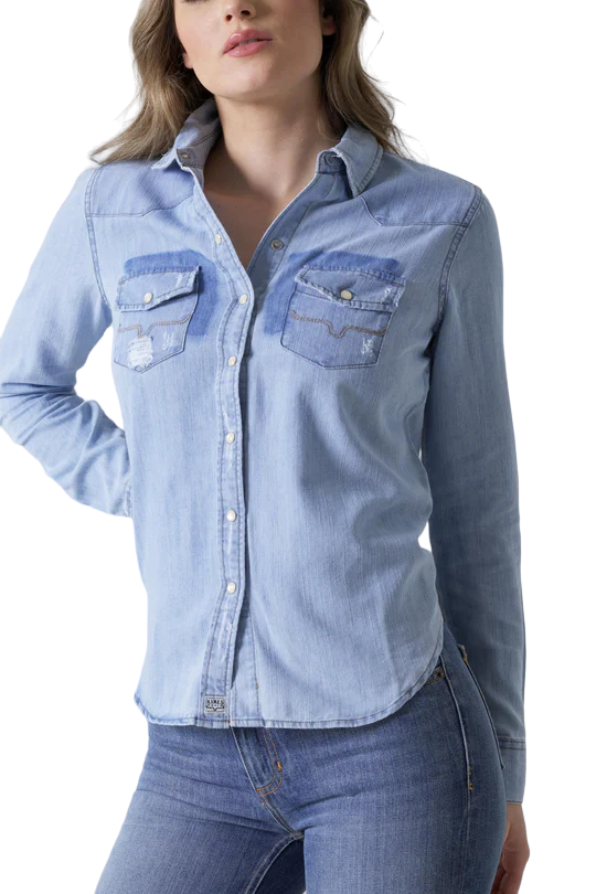 Kimes Ranch Women's Destroy Wash Kaycee Denim Top