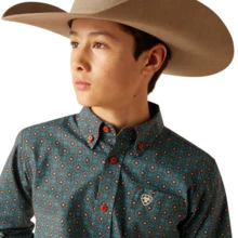 Ariat Youth Broderick Long Sleeve Bitter Chocolate Shirt