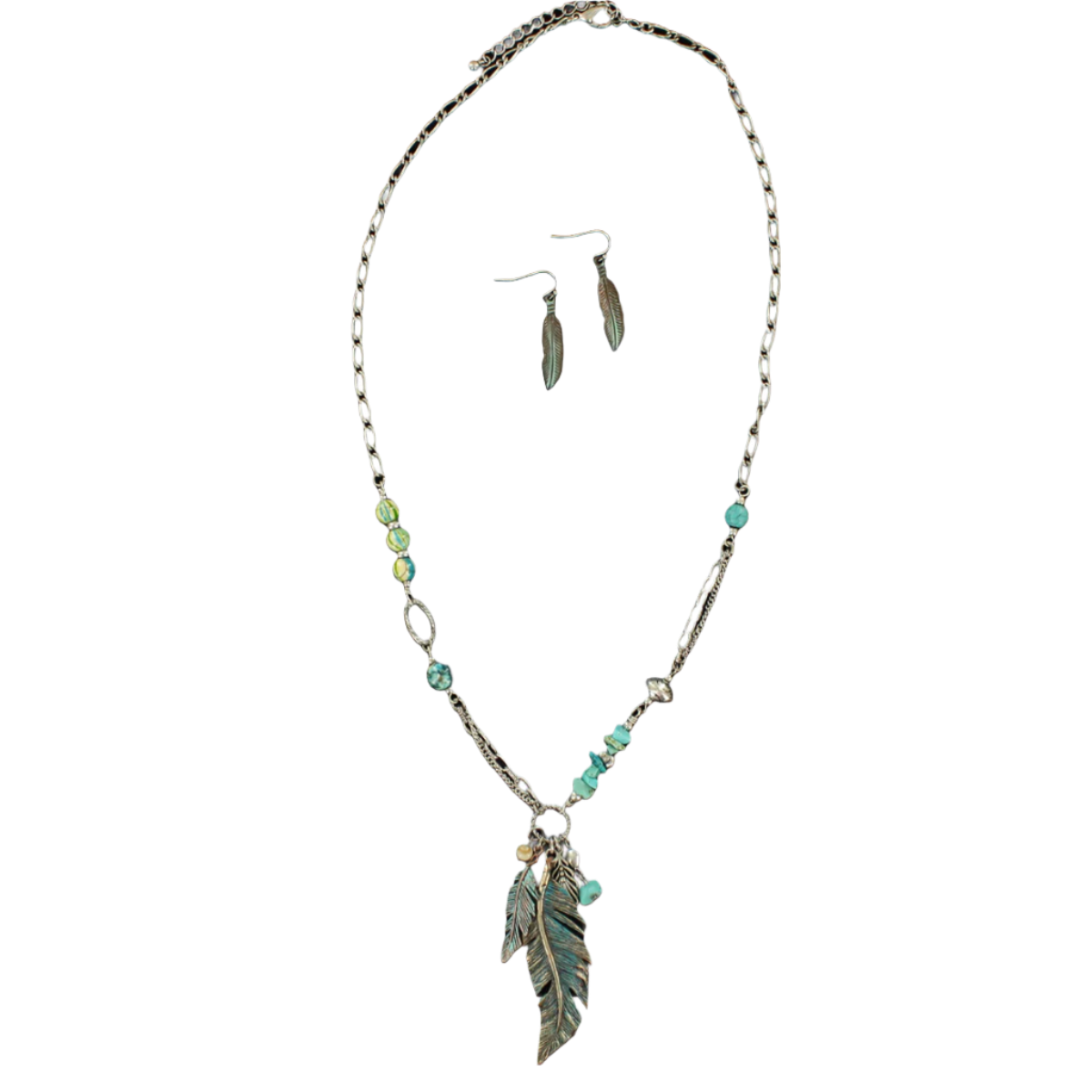 Blazin Roxx Women's Bead & Feather Teal Set