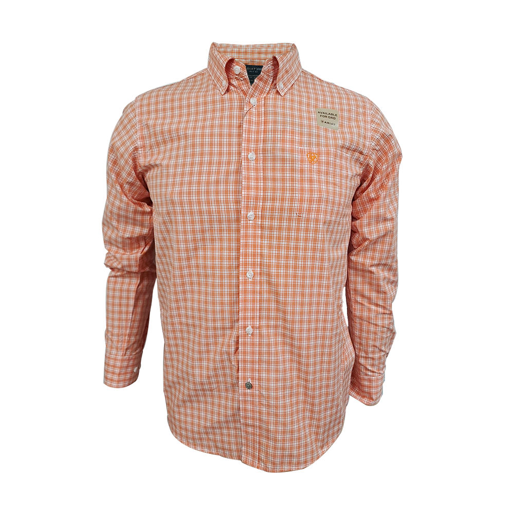 Ariat Boys Matias Orange Classic Long Sleeve Shirt
