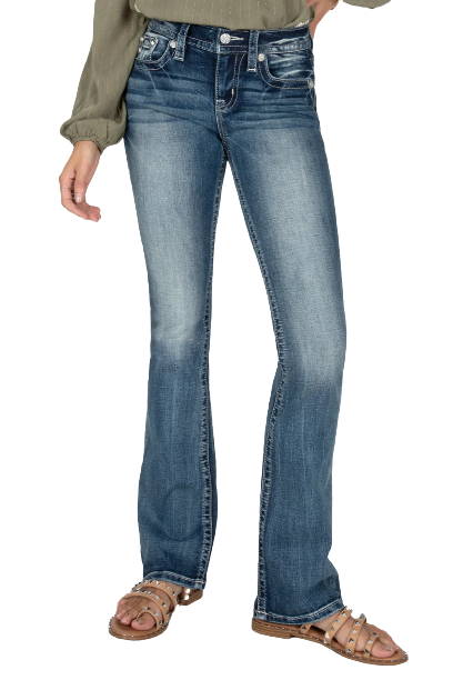 Miss Me Women´s Turquoise Feather Cross Bootcut Jeans