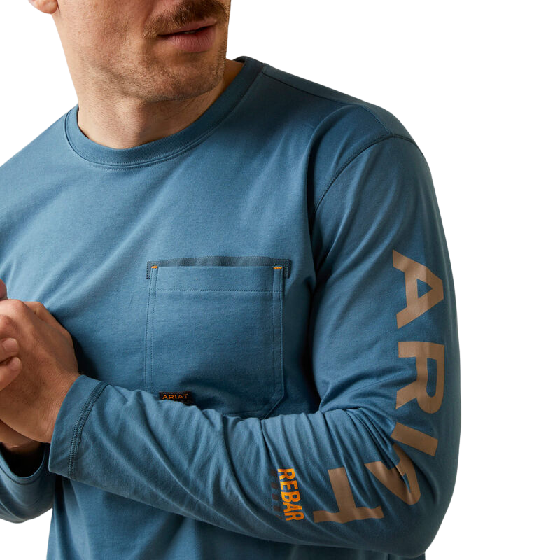 Ariat Clothing Men's Rebar Workman Logo Blue Shirt