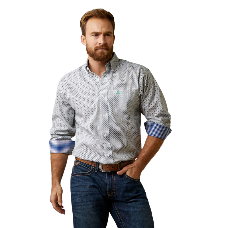 Ariat Men's Wrinkle Free Flynt Fitted White Shirt
