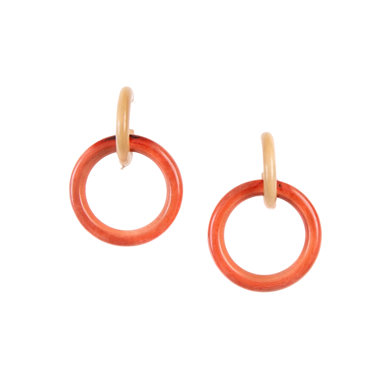 Tagua Women's Poppy Coral Ring of Life Earrings