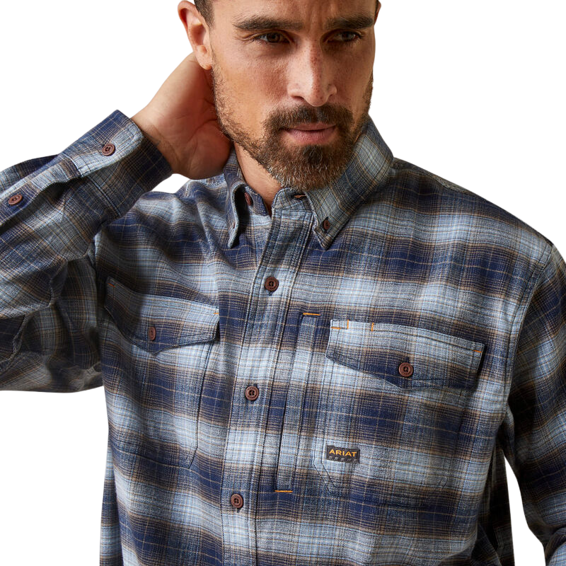 Ariat Men's Rebar Flannel Dura Stretch Work Grey Shirt