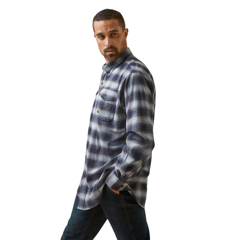 Ariat Men's Rebar Flannel Dura Stretch Work Grey Shirt