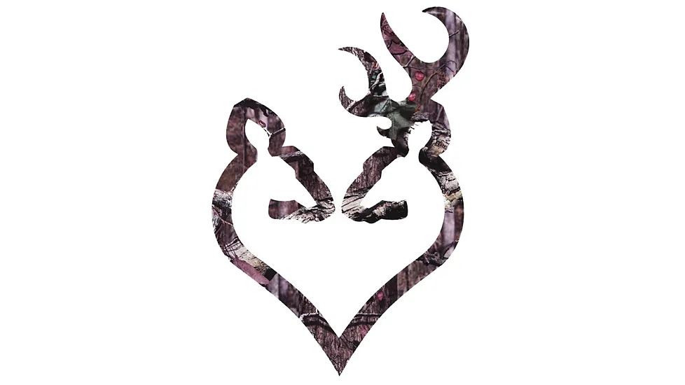 Browning 6&quot; Buck Heart Decal Pink Stickers