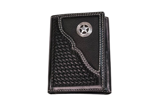 Cowboy Chrome Men's Trifold Black Wallet