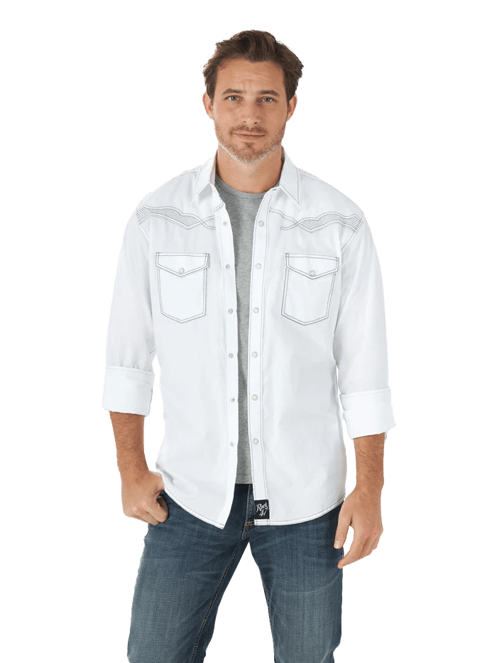 Wrangler Men's Embroidered White Shirt