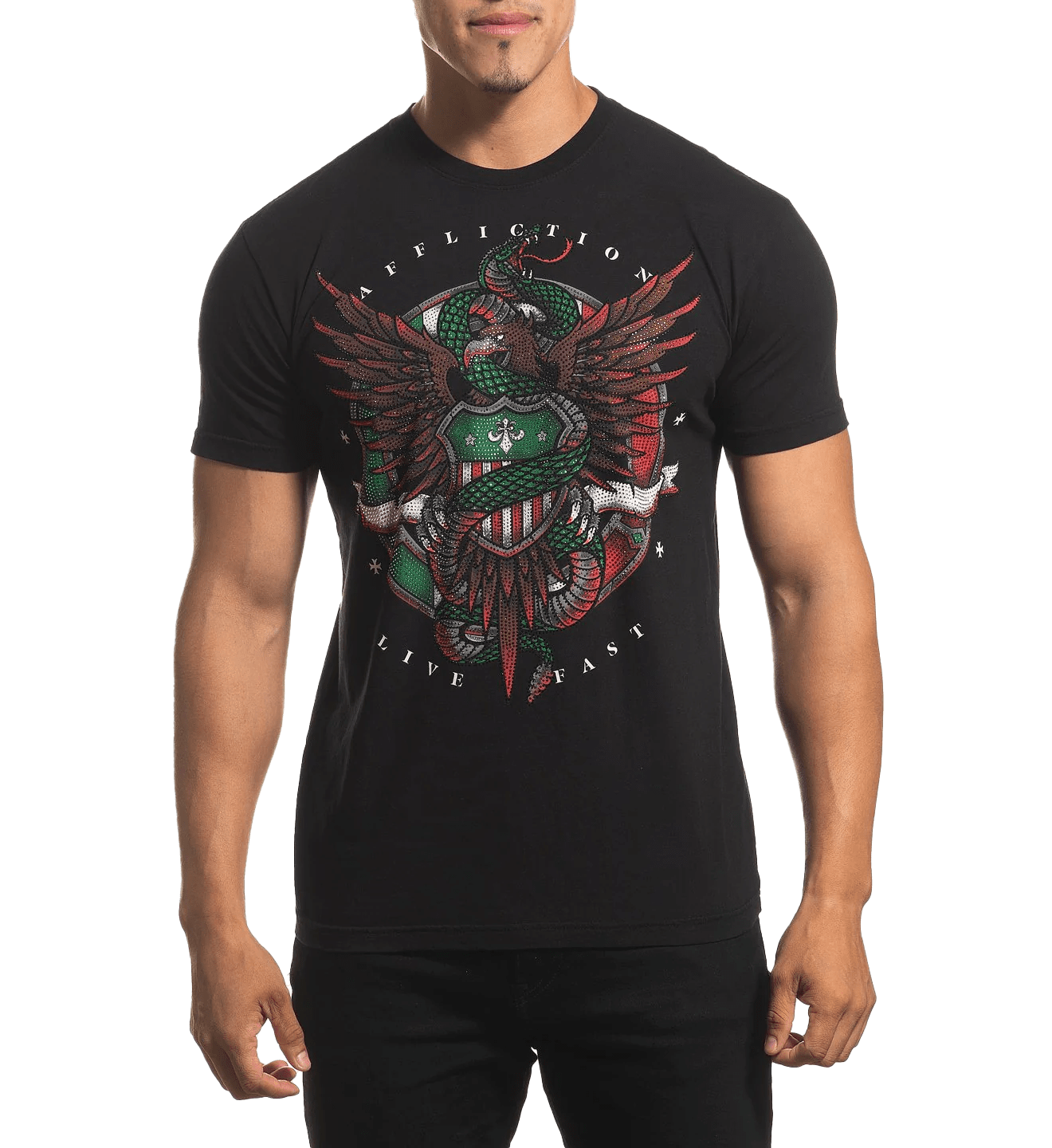 Affliction Men's Tri Pride Black Tee Shirt