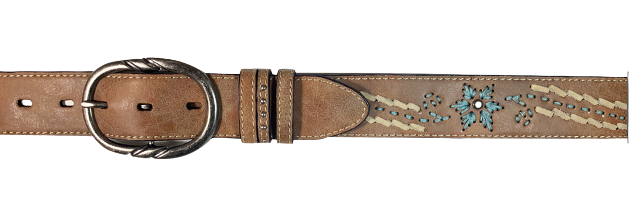Gem Dandy Women's Tan Floral Turquoise Belt