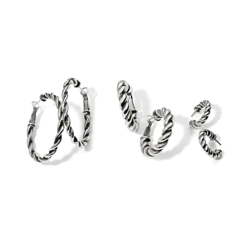 Brighton Women's Interlok Twist Medium Leverback Hoop Earrings