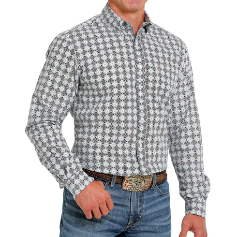 Cinch Men's Grey Modern Fit Printed Shirt
