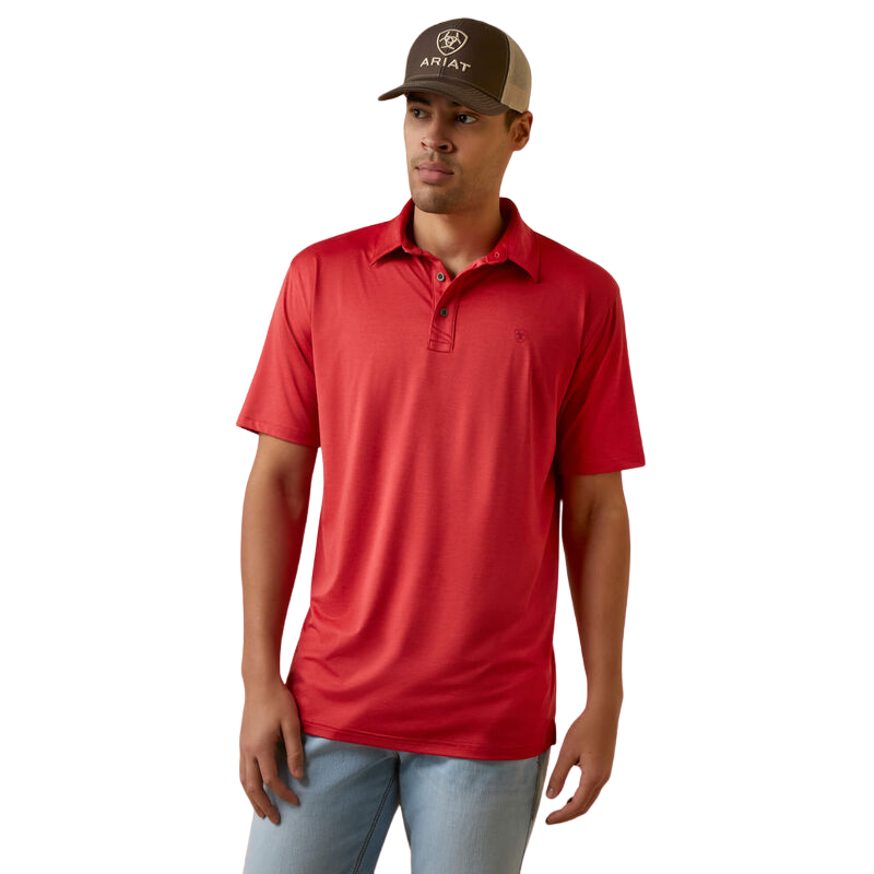 Ariat Men's Red Charger Fitted Polo Shirt