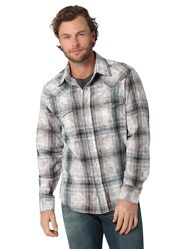 Wrangler Men's Premium Long Sleeve Western Snap Shirt - Big
