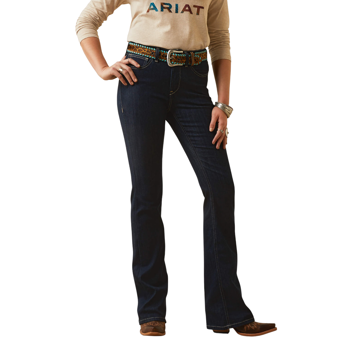 Ariat Women's Blue Real High Rise Selma Boot Cut Jeans