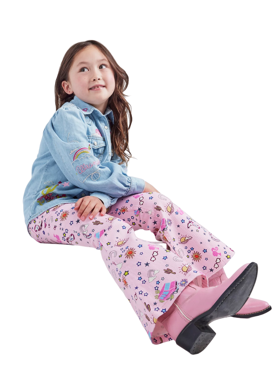 Wrangler Youth Girl's Barbie Trumpet Flare In Pinnacle Pink Jeans