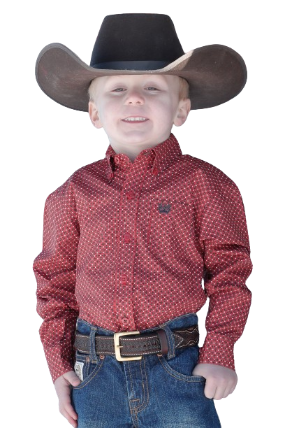 Cinch Infant Boy's Match Dad Geometric Print Red Shirt