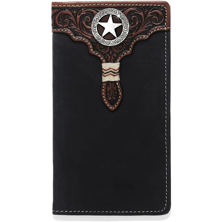 Tony Lama Men's Leather Checkbook Brown Wallet- Western Style, Quality ...
