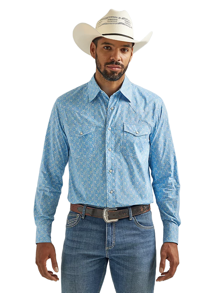 Wrangler Men's Competition Advanced Comfort Blue Shirt