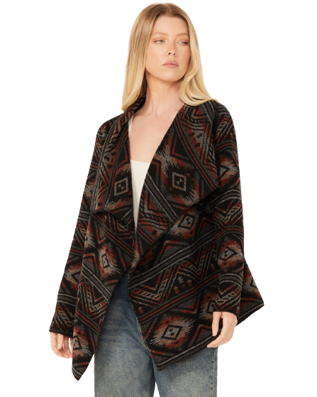 Sidran Women's Southwestern print Blanket Wrap Jacket