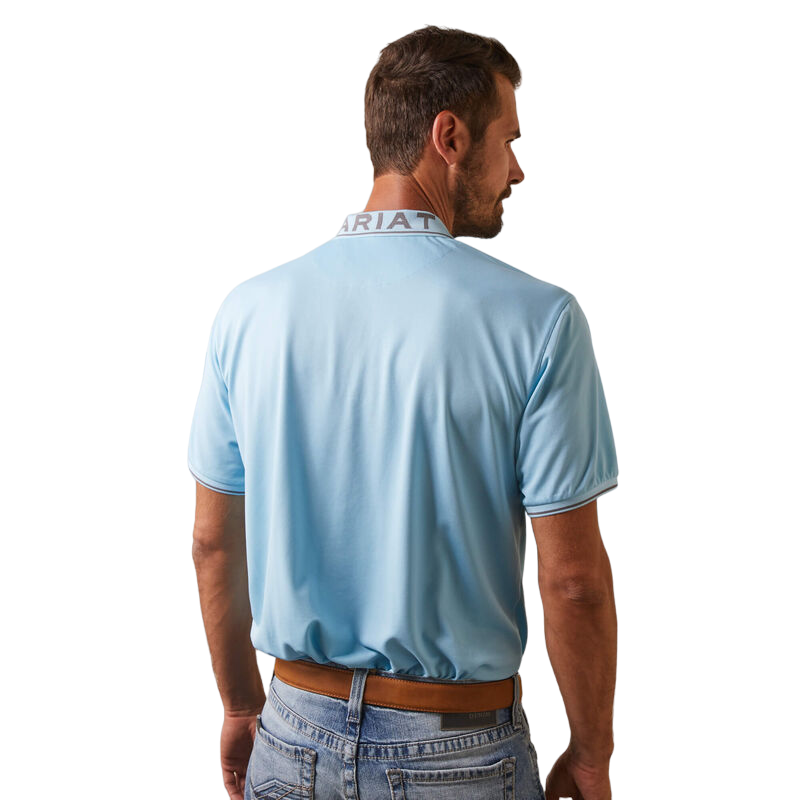 Ariat Men's Logo Fitted Polo Blue Shirt