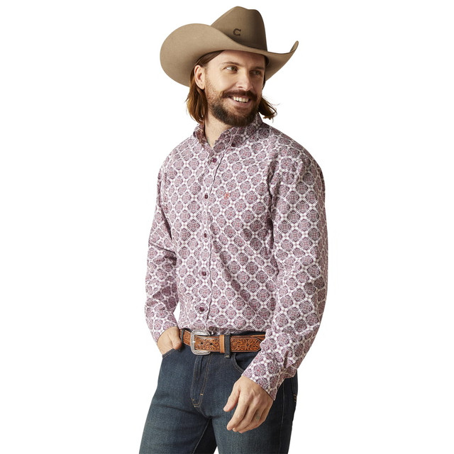 Ariat Men's White And Berry Shiloh Classic Shirt - Western Style ...