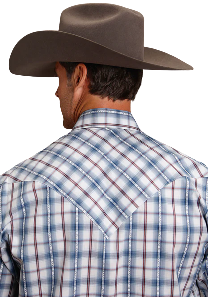 Stetson Apparel Men's Blue Diamond Dobby Shirt