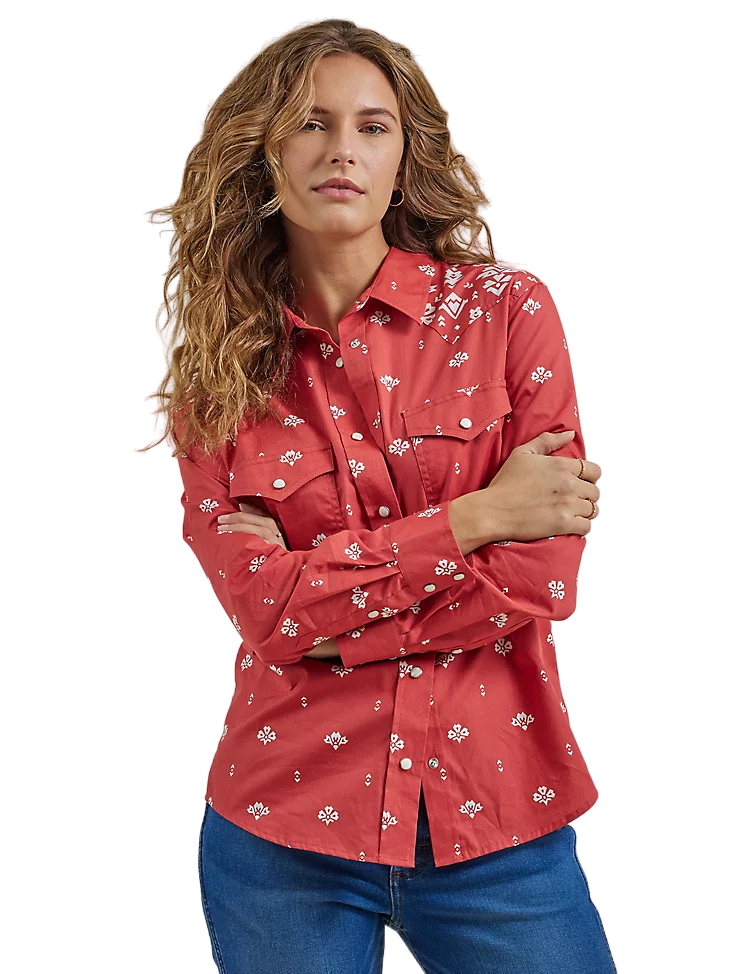 Wrangler Women's Retro Americana Bandana Red Shirt