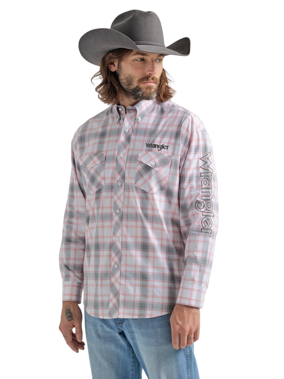 Wrangler Mens Logo Button Down Shirt - Big