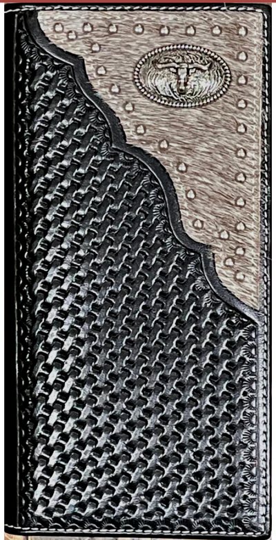 Top Notch Men's Black Longhorn Concho Wallet