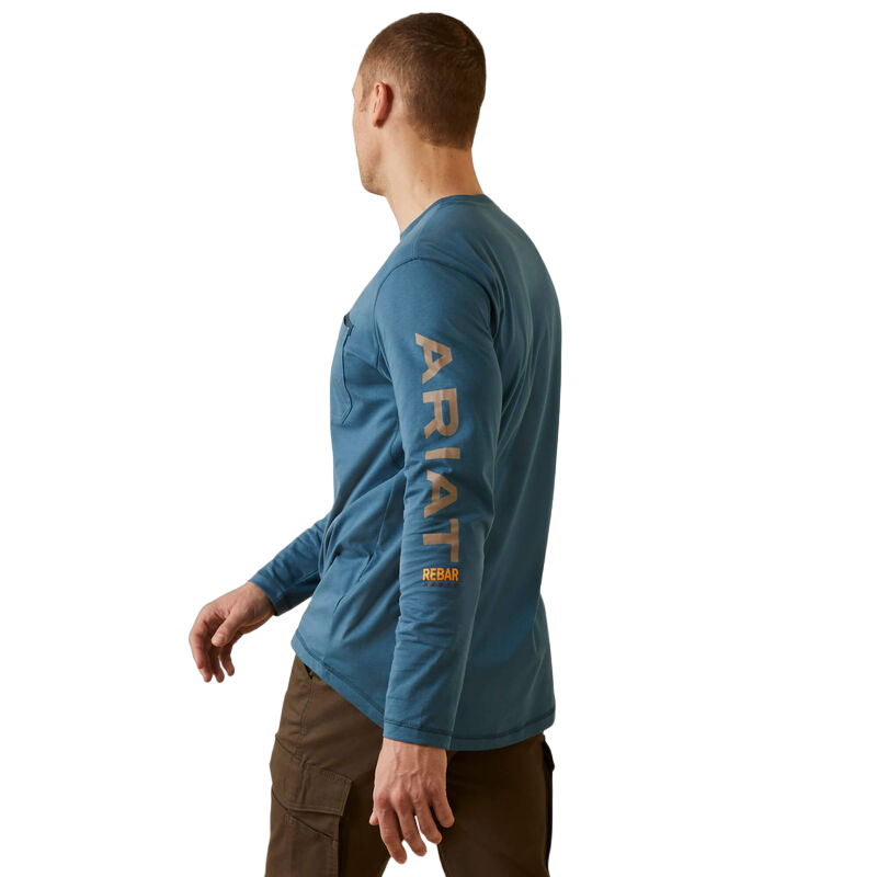 Ariat Clothing Men's Rebar Workman Logo Blue Shirt