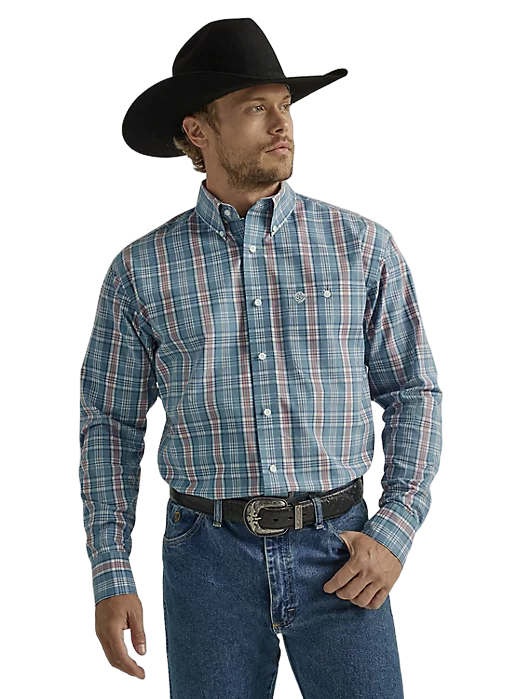 Western Style Relaxed Fit Shirt: Wrangler George Strait One Pocket In ...