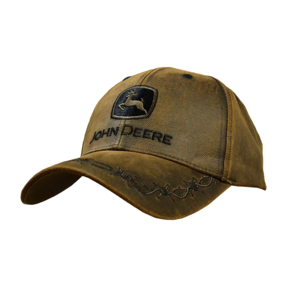 John Deere Cotton Oilskin Logo Embroidered Brown Cap