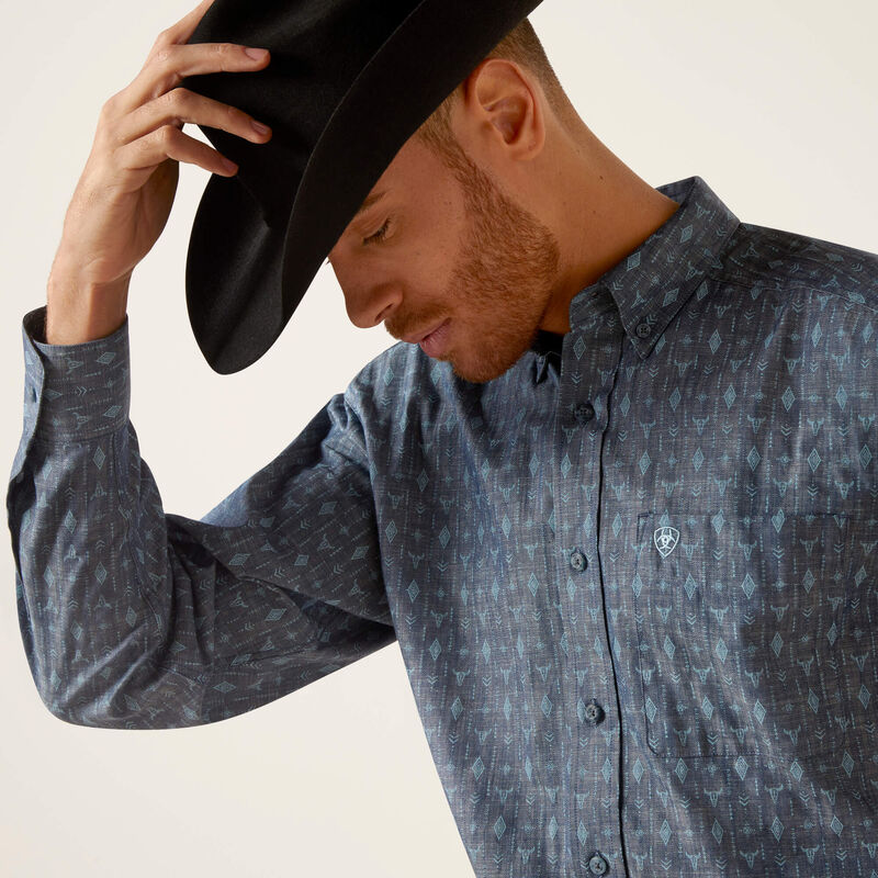 Ariat Men's Blue Graham Classic Fit Shirt - Big & Tall