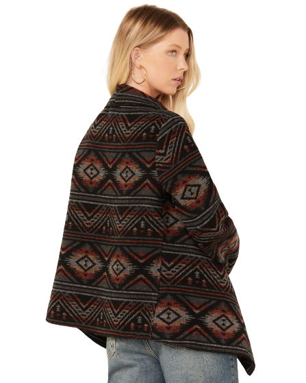 Sidran Women's Southwestern print Blanket Wrap Jacket