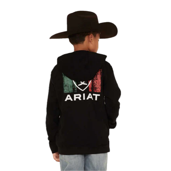 Ariat Youth Boy's Shield Mexico Hooded Black Sweatshirt