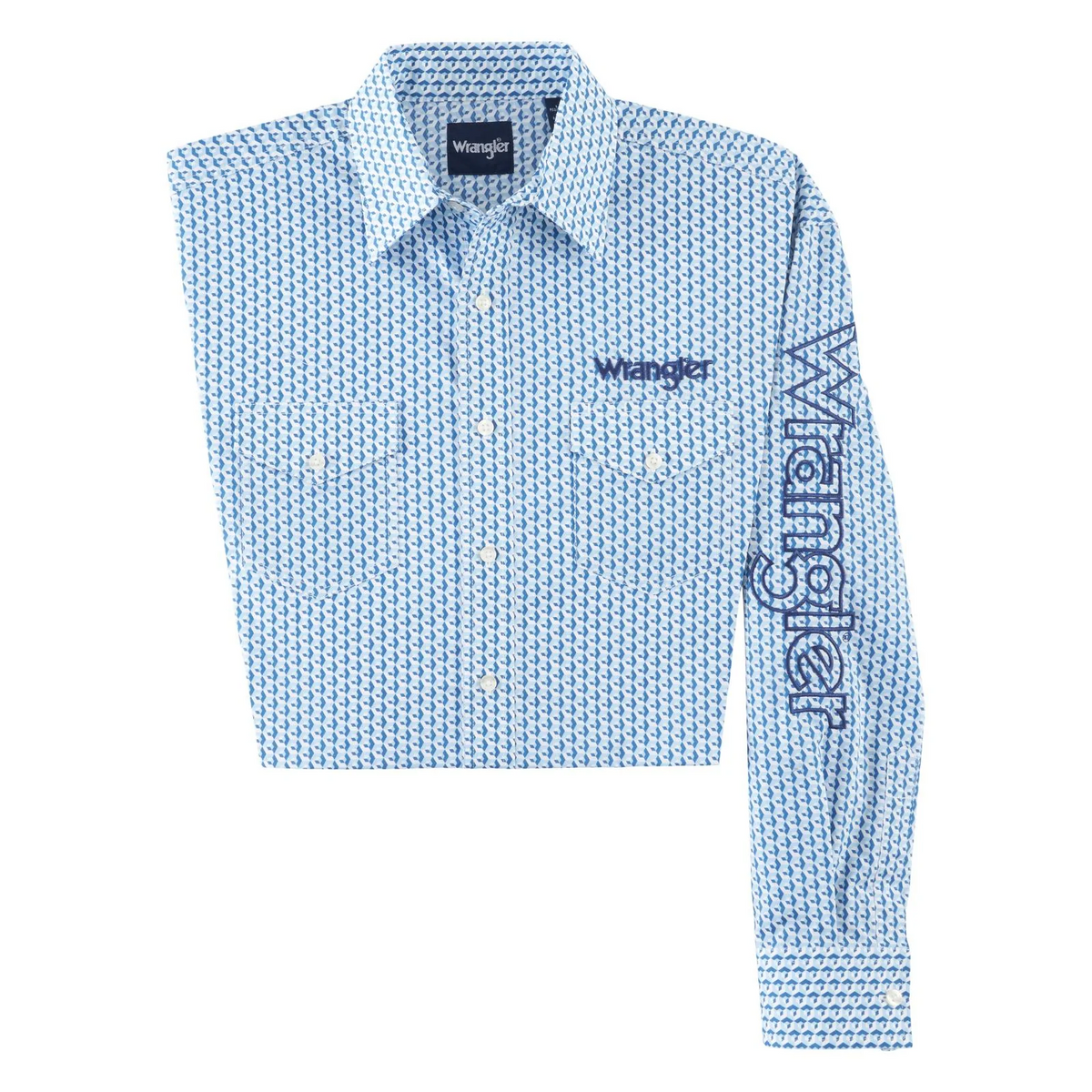 Wrangler Men's Logo Geometric Blue Shirt